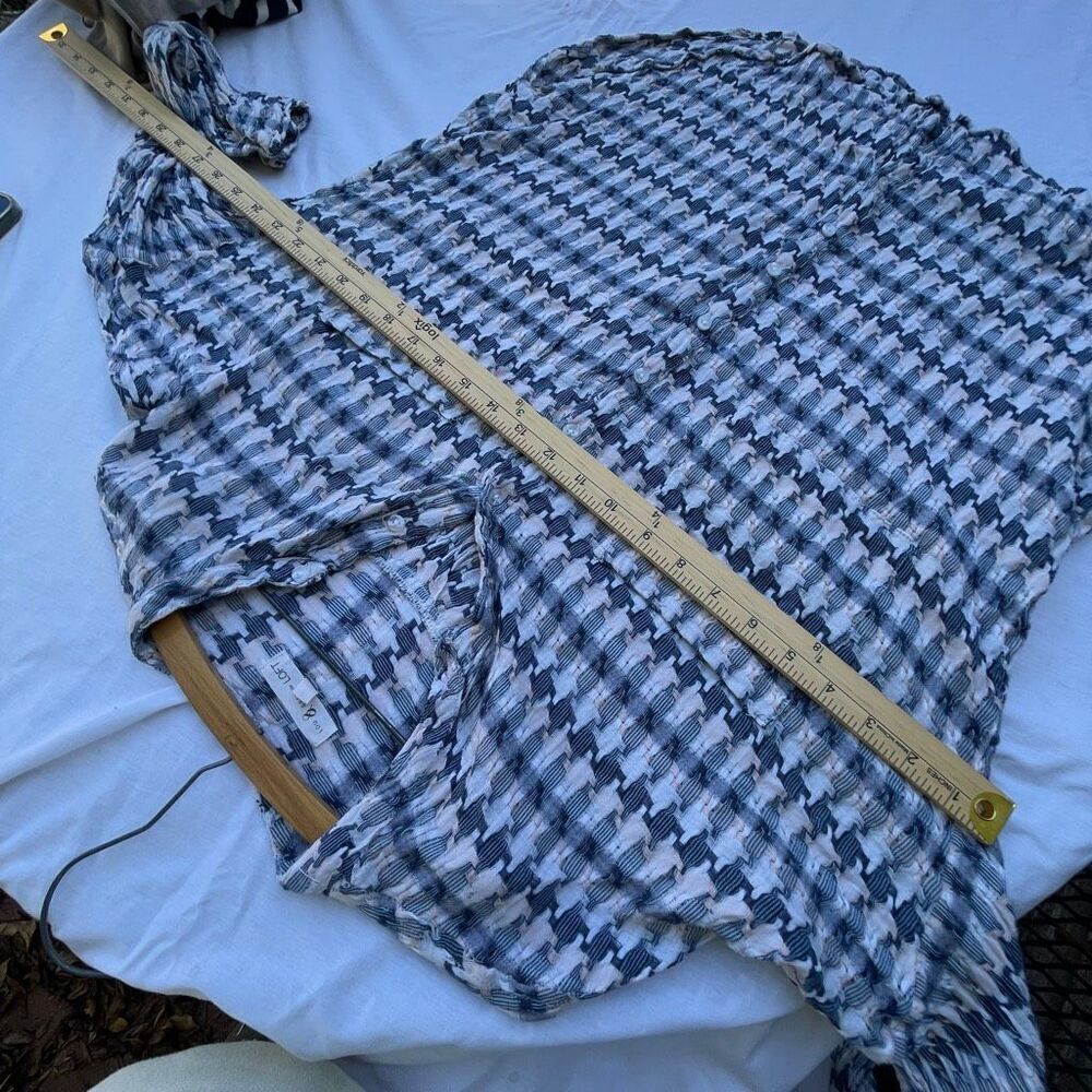 Lou & Grey LOFT houndstooth tie front cotton shirt - Picture 8 of 13